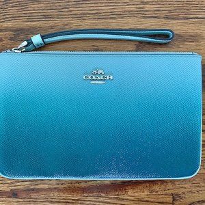 Coach Ombre sea green large wristlet
